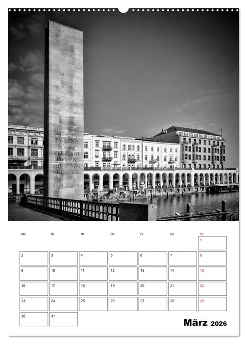HAMBURG Monochrome Ansichten (CALVENDO Wandkalender 2026)