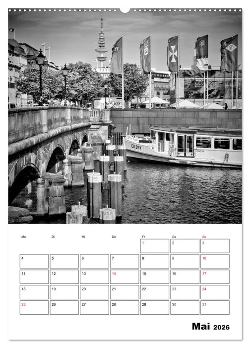 HAMBURG Monochrome Ansichten (CALVENDO Wandkalender 2026)