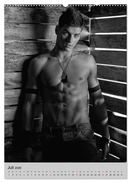 Erotische Momente. Männer in schwarz-weiß (CALVENDO Premium Wandkalender 2026)