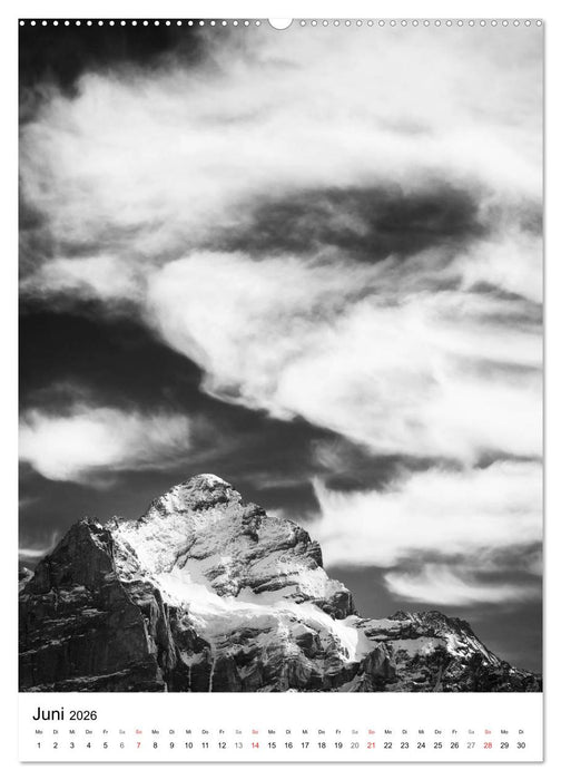 SCHWEIZER ALPEN in Schwarz und Weiß (CALVENDO Premium Wandkalender 2026)
