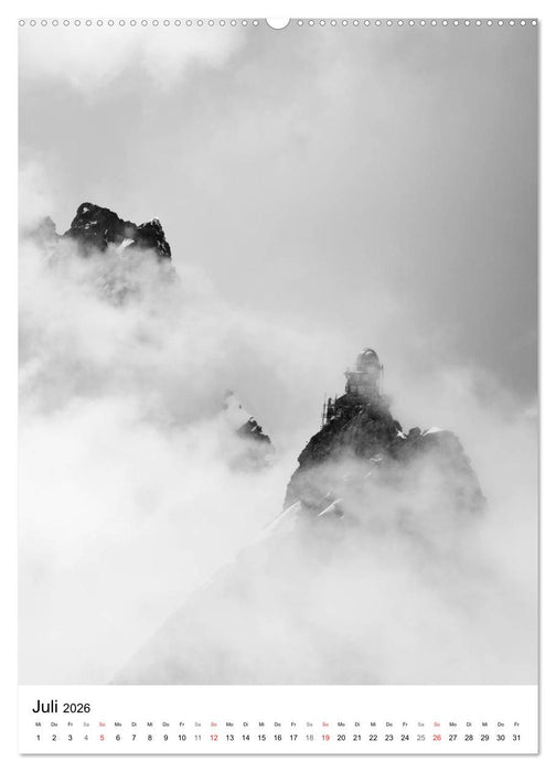 SCHWEIZER ALPEN in Schwarz und Weiß (CALVENDO Premium Wandkalender 2026)