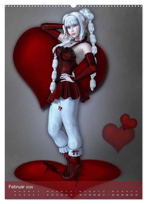 Mädchen im Manga Style (CALVENDO Premium Wandkalender 2026)