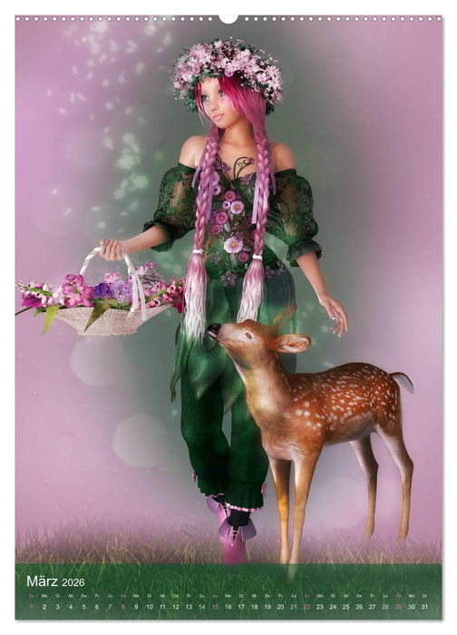 Mädchen im Manga Style (CALVENDO Premium Wandkalender 2026)