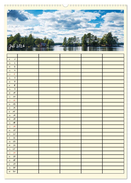 Urlaubsparadiese - Familienplaner (CALVENDO Premium Wandkalender 2026)