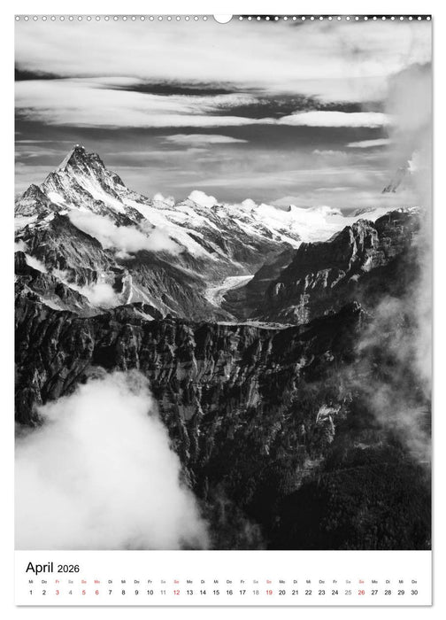 SCHWEIZER ALPEN in Schwarz und Weiß (CALVENDO Wandkalender 2026)