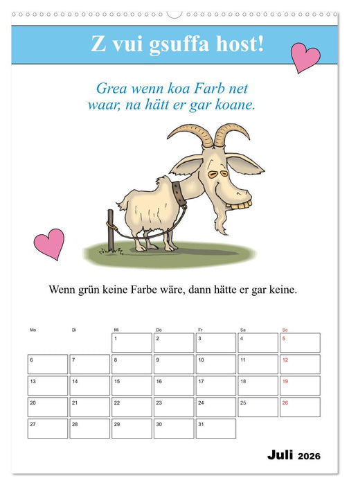 So a Schmarrn! Bairische Mundart (CALVENDO Premium Wandkalender 2026)