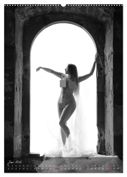 Die nackte Tür - Outdoor Aktfotografie in schwarzweiß (CALVENDO Premium Wandkalender 2026)