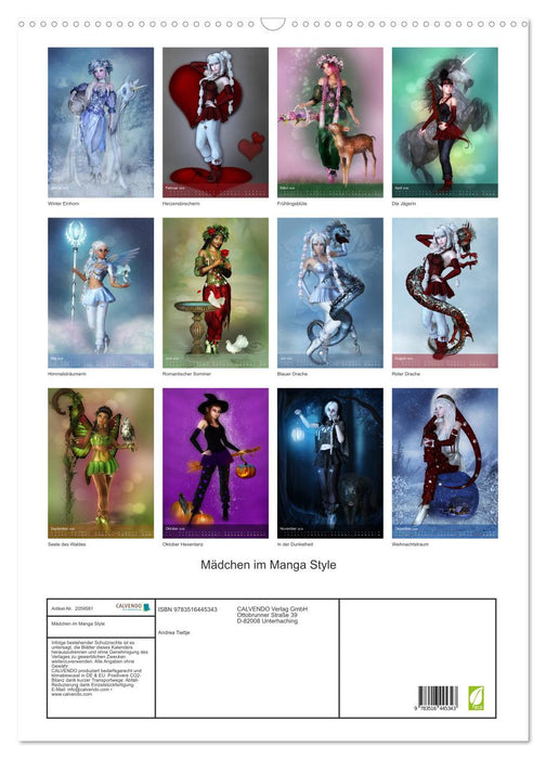 Mädchen im Manga Style (CALVENDO Wandkalender 2026)