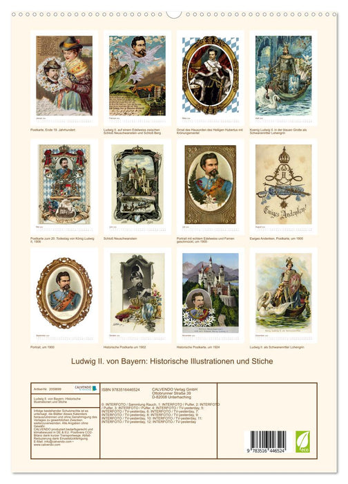 Ludwig II. von Bayern: Historische Illustrationen und Stiche (CALVENDO Premium Wandkalender 2026)