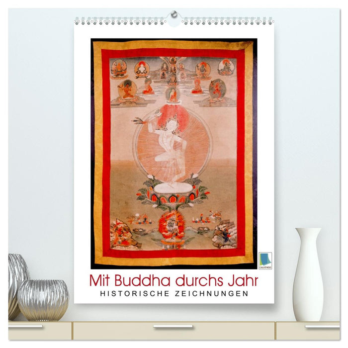 Mit Buddha durchs Jahr: historische Zeichnungen (CALVENDO Premium Wandkalender 2026)