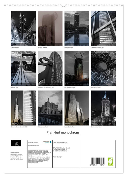 Frankfurt monochrom (CALVENDO Premium Wandkalender 2026)
