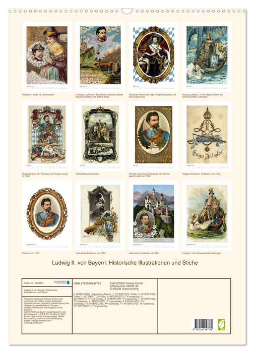 Ludwig II. von Bayern: Historische Illustrationen und Stiche (CALVENDO Wandkalender 2026)