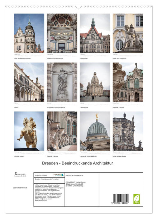 Dresden - Beeindruckende Architektur (CALVENDO Premium Wandkalender 2026)