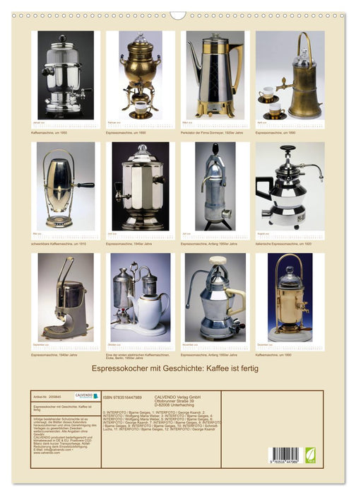 Espressokocher mit Geschichte: Kaffee ist fertig (CALVENDO Wandkalender 2026)