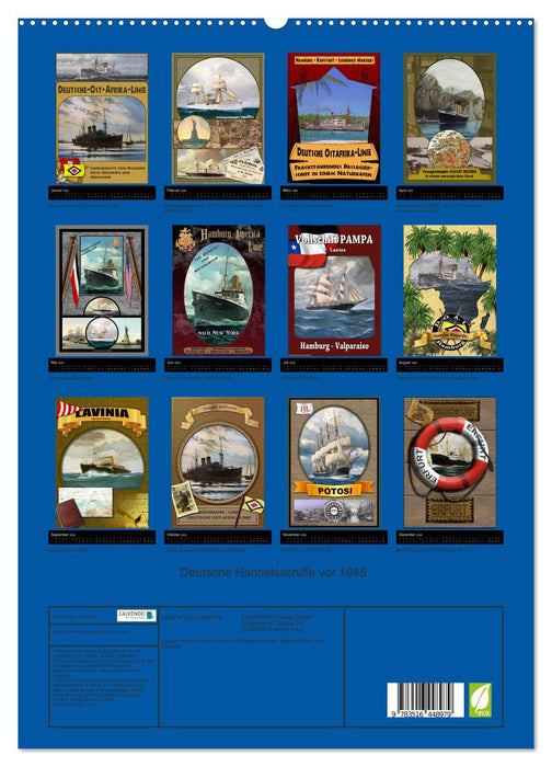 Deutsche Handelsschiffe vor 1945 (CALVENDO Premium Wandkalender 2026)