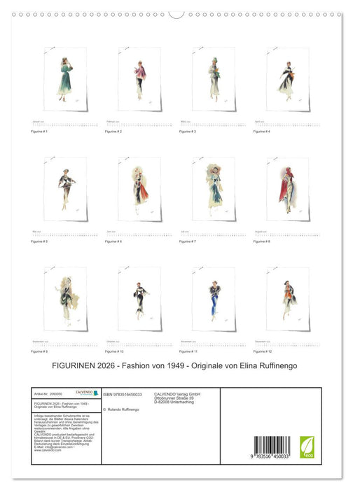 FIGURINEN 2026 - Fashion von 1949 - Originale von Elina Ruffinengo (CALVENDO Premium Wandkalender 2026)