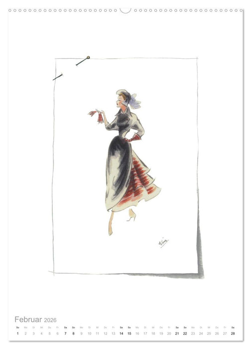 FIGURINEN 2026 - Modedesign von 1949 - Zeichnungen von Elina Ruffinengo (CALVENDO Premium Wandkalender 2026)