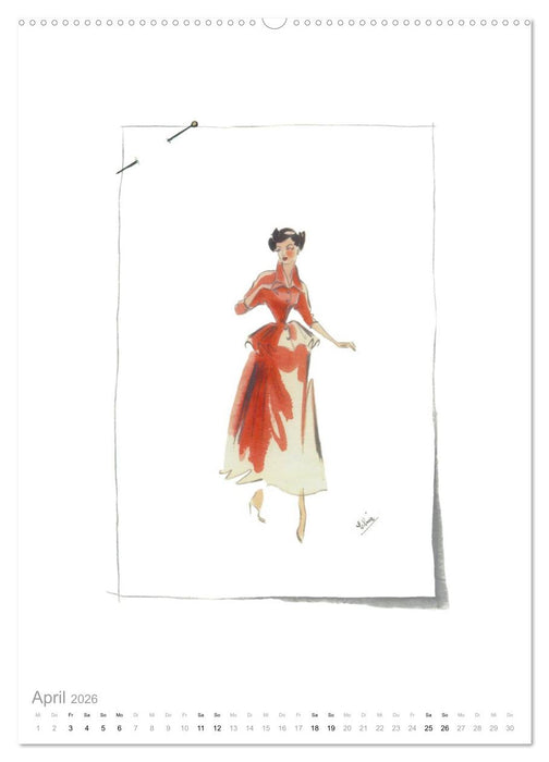 FIGURINEN 2026 - Modedesign von 1949 - Zeichnungen von Elina Ruffinengo (CALVENDO Premium Wandkalender 2026)