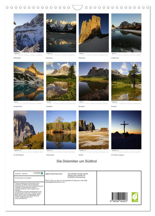 Die Dolomiten um Südtirol (CALVENDO Wandkalender 2026)