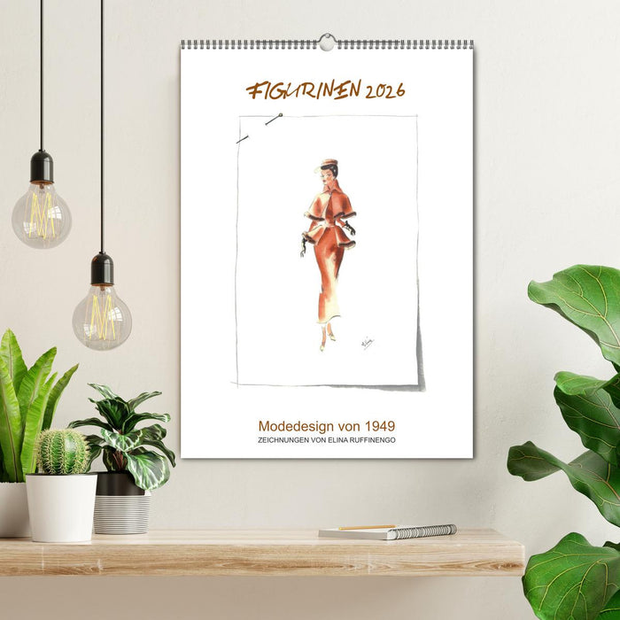 FIGURINEN 2026 - Modedesign von 1949 - Zeichnungen von Elina Ruffinengo (CALVENDO Wandkalender 2026)