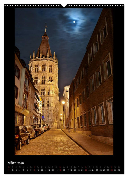 Köln-Nachts - Eine Metropole nicht nur im Mondschein (CALVENDO Premium Wandkalender 2026)