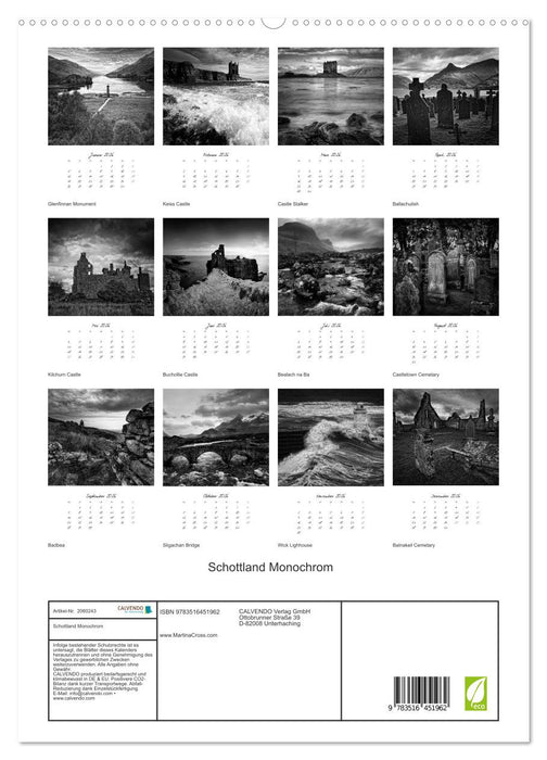 Schottland Monochrom (CALVENDO Premium Wandkalender 2026)