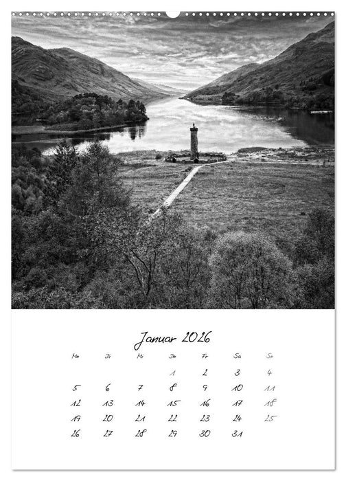 Schottland Monochrom (CALVENDO Premium Wandkalender 2026)