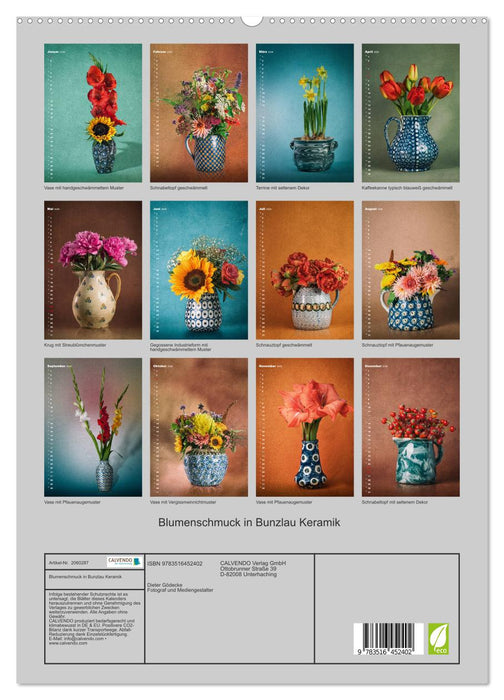 Blumenschmuck in Bunzlau Keramik (CALVENDO Premium Wandkalender 2026)