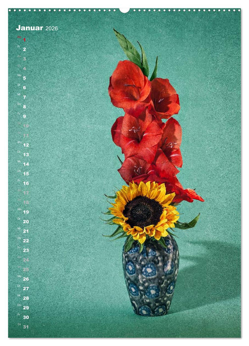 Blumenschmuck in Bunzlau Keramik (CALVENDO Premium Wandkalender 2026)