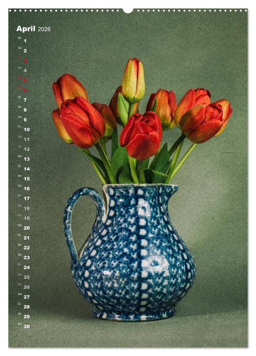 Blumenschmuck in Bunzlau Keramik (CALVENDO Premium Wandkalender 2026)