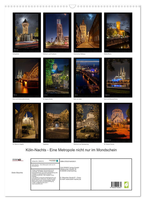 Köln-Nachts - Eine Metropole nicht nur im Mondschein (CALVENDO Wandkalender 2026)