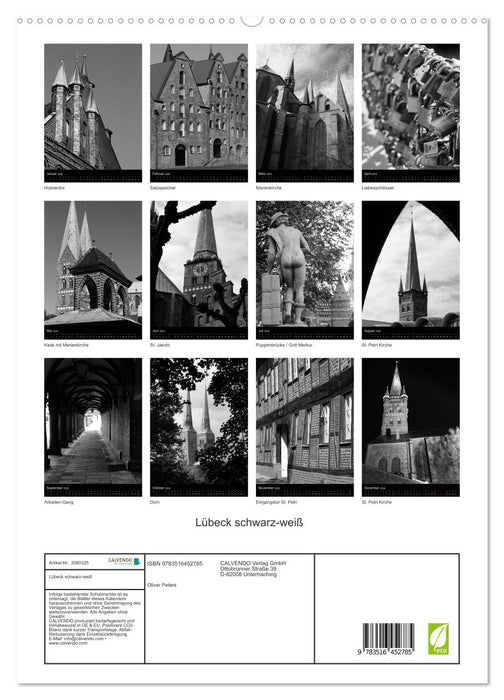Lübeck schwarz-weiß (CALVENDO Premium Wandkalender 2026)