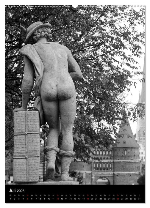 Lübeck schwarz-weiß (CALVENDO Premium Wandkalender 2026)