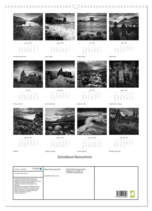 Schottland Monochrom (CALVENDO Wandkalender 2026)