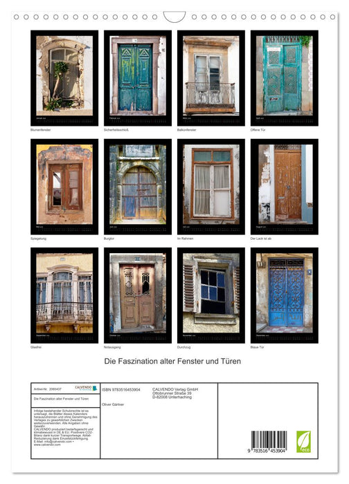 Die Faszination alter Fenster und Türen (CALVENDO Wandkalender 2026)