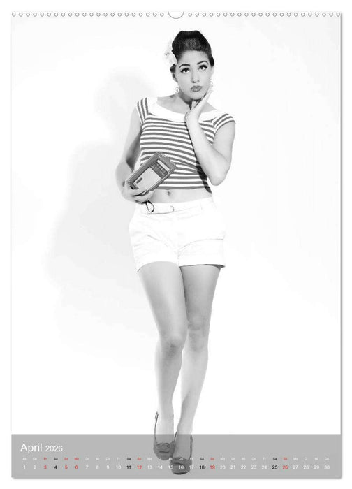 Sexy Pin-up Girls in schwarz-weiß (CALVENDO Premium Wandkalender 2026)