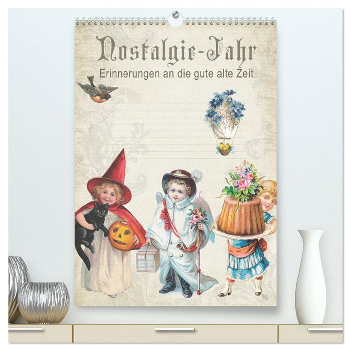 Nostalgie-Jahr, Motive aus alten Poesiealben (CALVENDO Premium Wandkalender 2026)