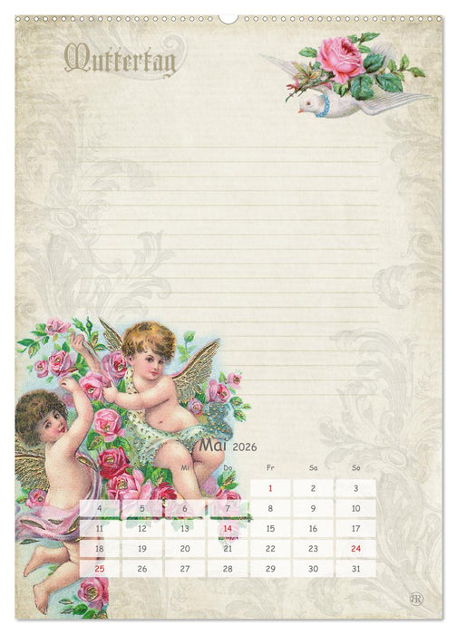 Nostalgie-Jahr, Motive aus alten Poesiealben (CALVENDO Premium Wandkalender 2026)