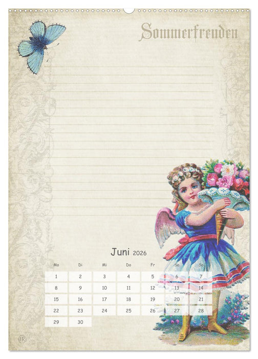 Nostalgie-Jahr, Motive aus alten Poesiealben (CALVENDO Premium Wandkalender 2026)