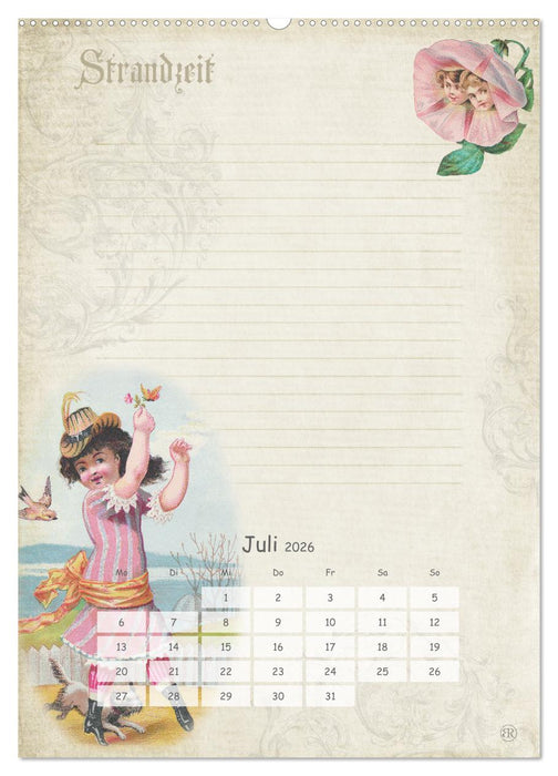 Nostalgie-Jahr, Motive aus alten Poesiealben (CALVENDO Premium Wandkalender 2026)