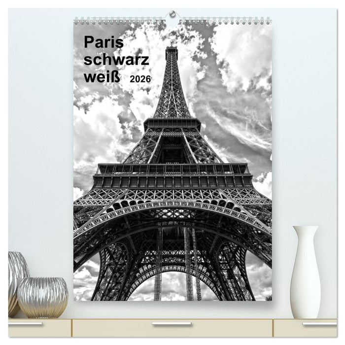 Paris schwarz weiß 2026 (CALVENDO Premium Wandkalender 2026)