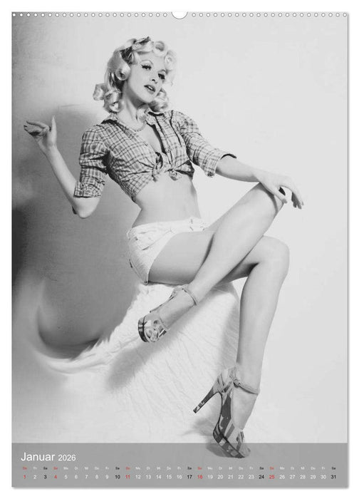 Sexy Pin-up Girls in schwarz-weiß (CALVENDO Wandkalender 2026)