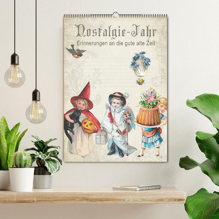 Nostalgie-Jahr, Motive aus alten Poesiealben (CALVENDO Wandkalender 2026)