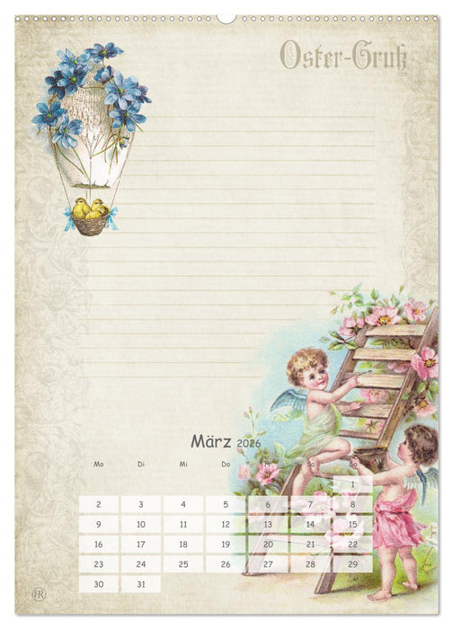 Nostalgie-Jahr, Motive aus alten Poesiealben (CALVENDO Wandkalender 2026)