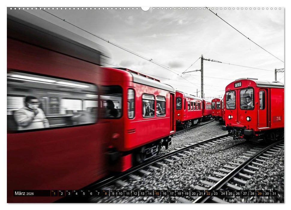 BLITZschnell - Züge und Flugzeuge in Bewegung - Color-Key (CALVENDO Wandkalender 2026)