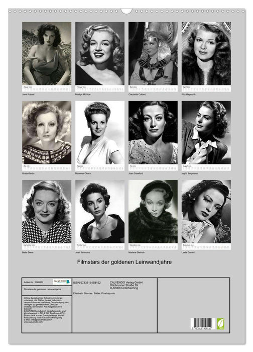 Filmstars der goldenen Leinwandjahre (CALVENDO Wandkalender 2026)