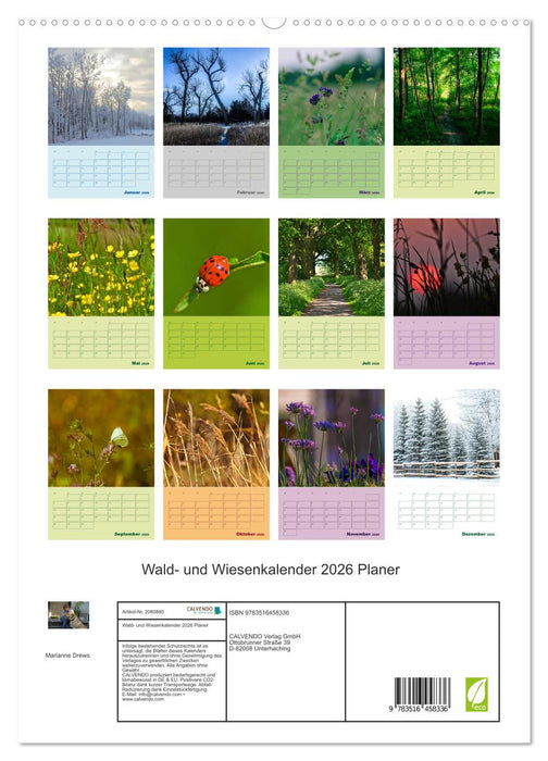 Wald- und Wiesenkalender 2026 Planer (CALVENDO Premium Wandkalender 2026)
