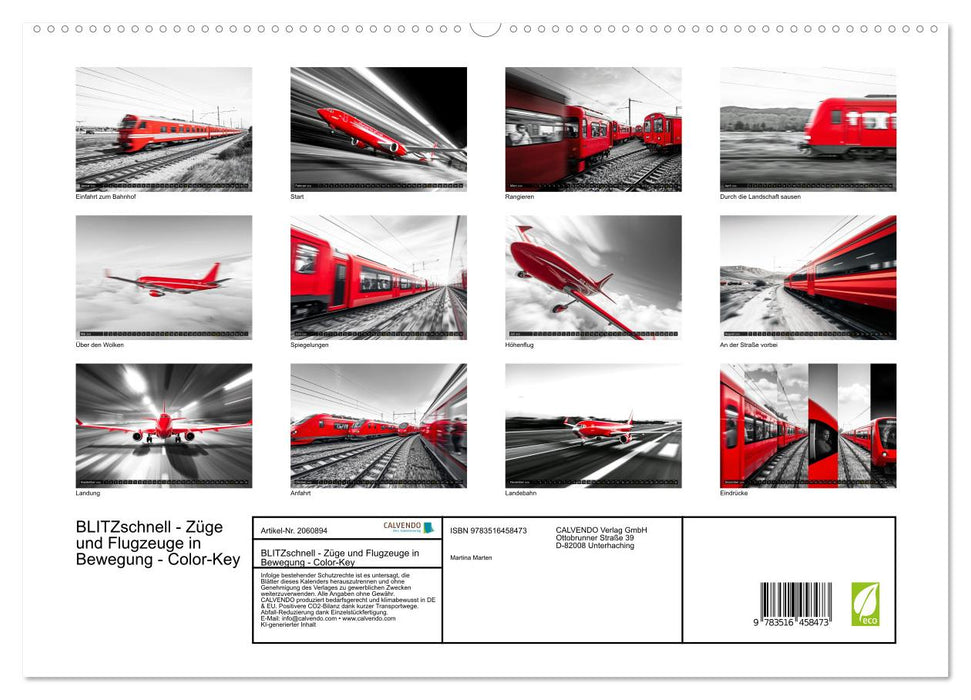 BLITZschnell - Züge und Flugzeuge in Bewegung - Color-Key (CALVENDO Premium Wandkalender 2026)