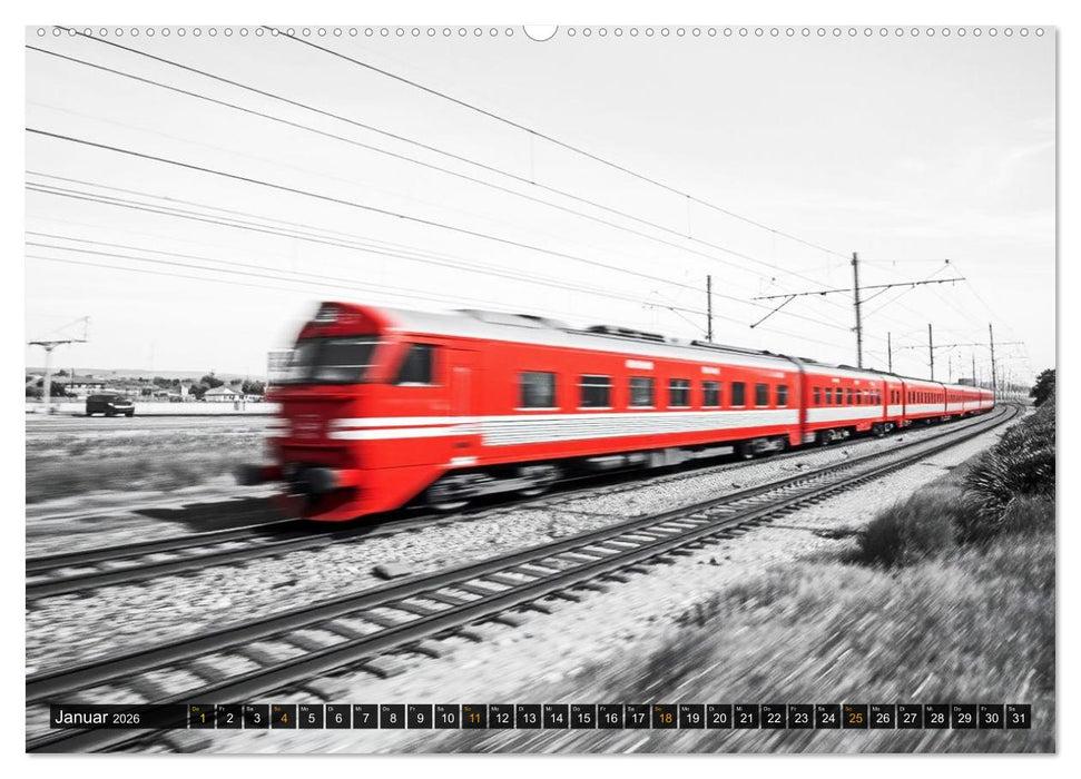 BLITZschnell - Züge und Flugzeuge in Bewegung - Color-Key (CALVENDO Premium Wandkalender 2026)