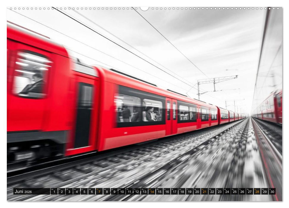 BLITZschnell - Züge und Flugzeuge in Bewegung - Color-Key (CALVENDO Premium Wandkalender 2026)